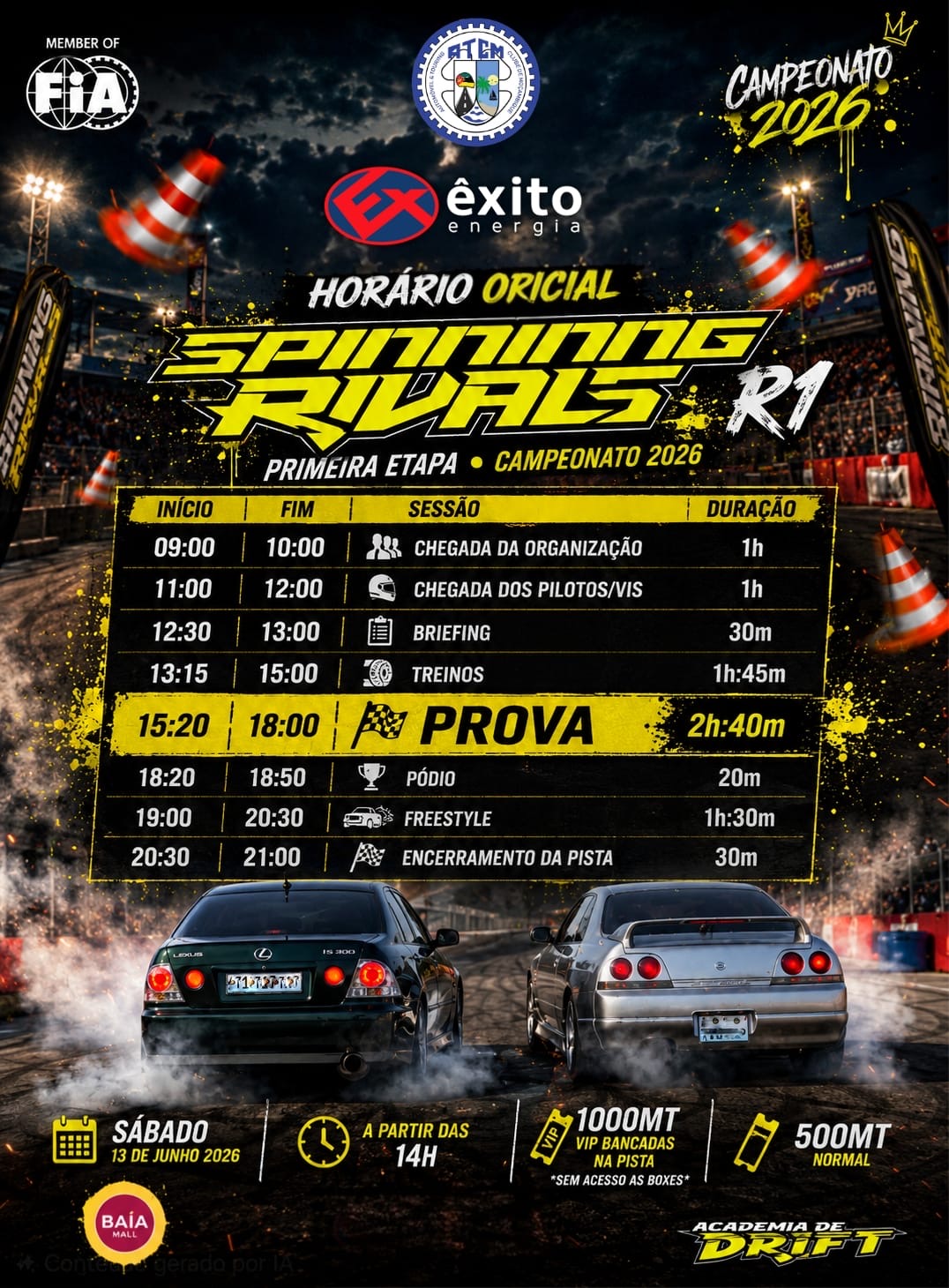Horário Oficial — Spinning Rivals R1, 13 Junho 2026